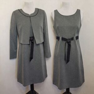 Studio 1 Women’s Gray Belted Dress‎ w/ Blazer Size 6 Career Church Outfit